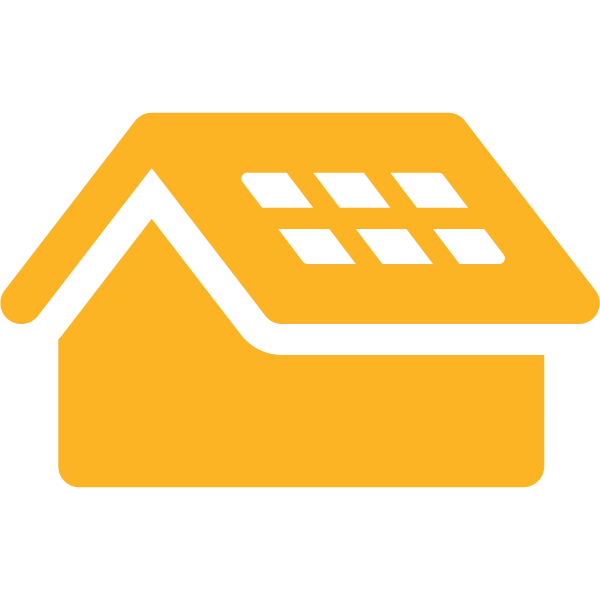Yellow icon of a residential roof.