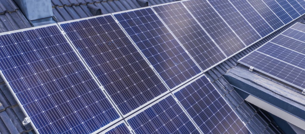 Solar panels on a roof.