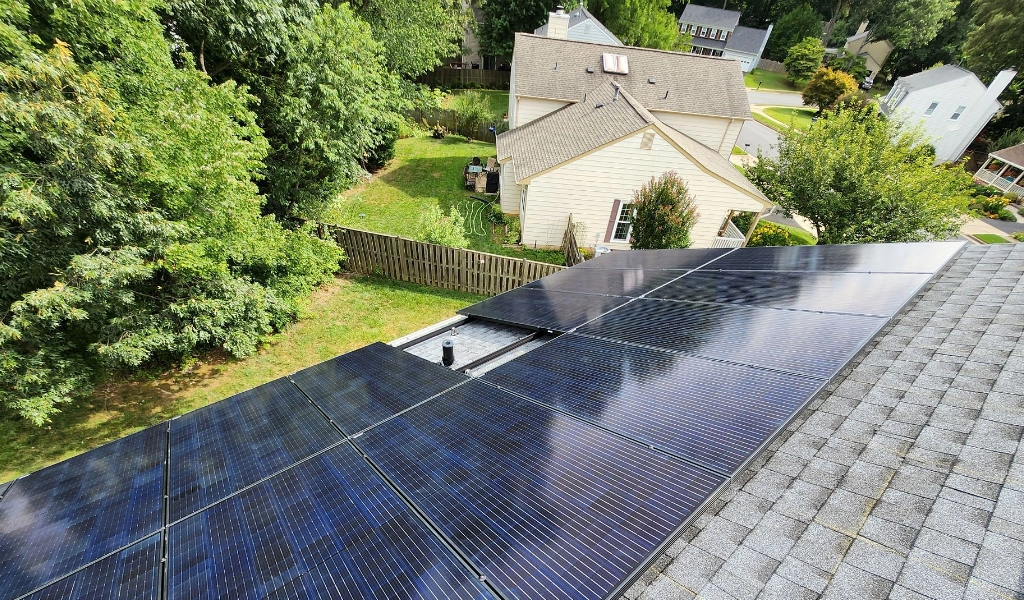 Solar panels on a home on Banting Drive in Fairfax, VA.